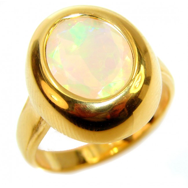 COSMIC WHIRLPOOL Genuine Ethiopian Opal 18K Gold over .925 Sterling Silver handmade Ring size 7 1/4