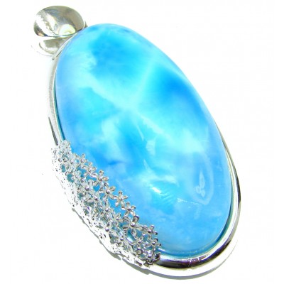 Precious AAAAA quality Blue Larimar .925 Sterling Silver handmade pendant