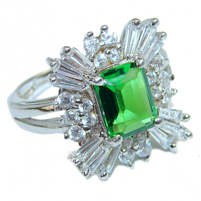 Spectacular Natural Chrome Diopside .925 Sterling Silver handmade Statement ring s. 5