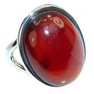 Falling in Love Red Ruby .925 Sterling Silver handmade Cocktail Ring s. 9
