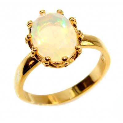 FRUITY REBEL 6.5carat Ethiopian Opal 18k yellow Gold over .925 Sterling Silver handcrafted ring size 7 3/4