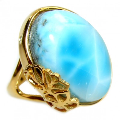 A Piece of Paradise Natural Larimar 18K Gold over .925 Sterling Silver handcrafted Ring s. 8 1/4