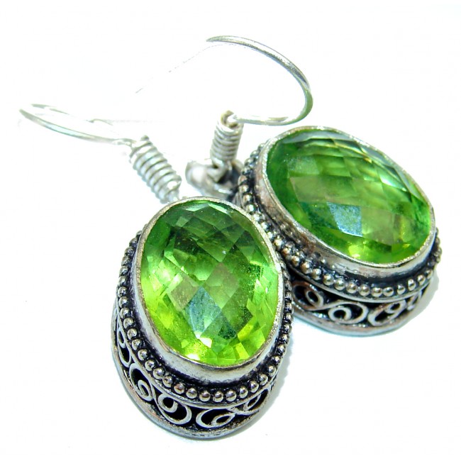 Green Aura Topaz .925 Sterling Silver handcrafted earrings