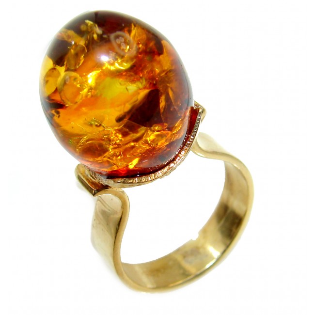 New Concept best quality Baltic Amber black rhodium over .925 Sterling Silver handcrafted Huge Ring s. 9