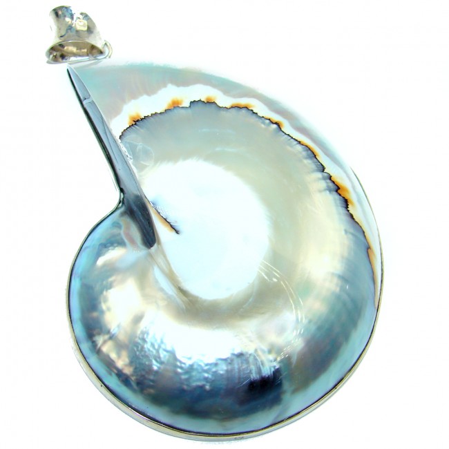 Huge 43.2 grams Ocean Shell .925 Sterling Silver handmade Pendant