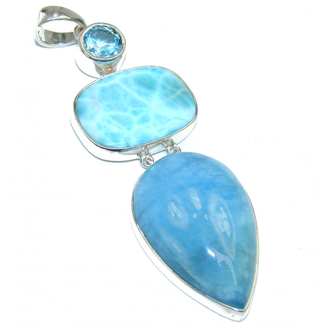 Natural HUGE 55.5 ct Aquamarine .925 Sterling Silver handcrafted pendant