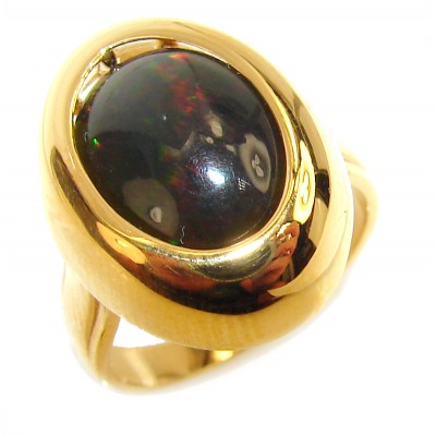 Vintage Design 7.6ctw Genuine Black Opal 18K Gold over .925 Sterling Silver handmade Ring size 8