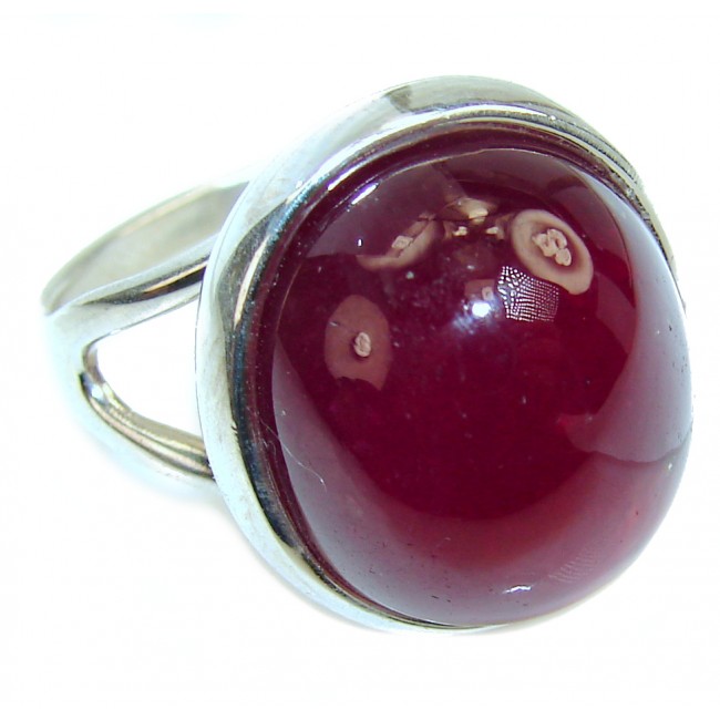 Falling in Love Red Ruby .925 Sterling Silver handmade Cocktail Ring s. 10
