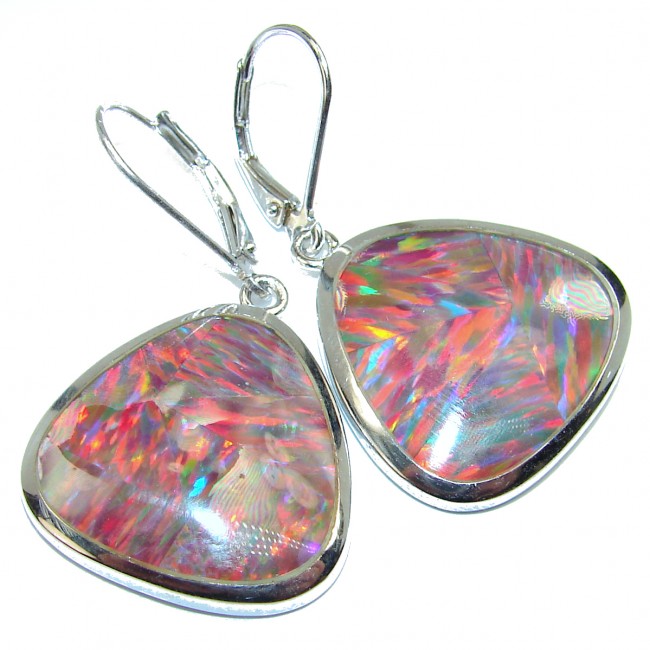 Luxury Australian Fire Opal .925 Sterling Silver handmade earrings
