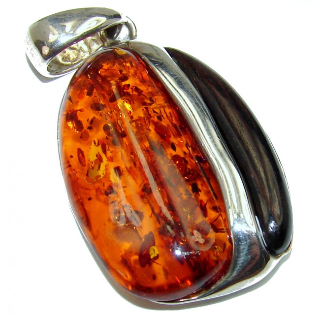 Genuine Polish Amber .925 Sterling Silver handmade pendant