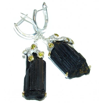 Authentic Rough Tourmaline .925 Sterling Silver handcrafted earrings