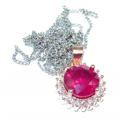 Ruby 18K White over .925 Sterling Silver handmade Necklace