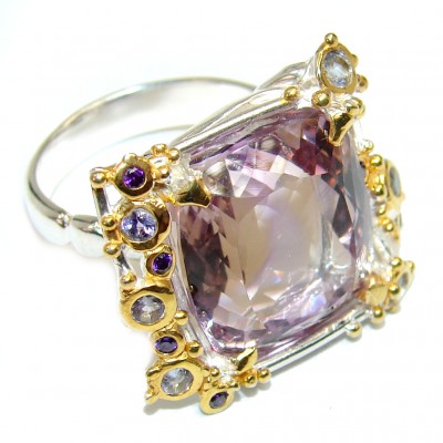 Incredible Ametrine .925 Sterling Silver handcrafted Ring s. 8 3/4