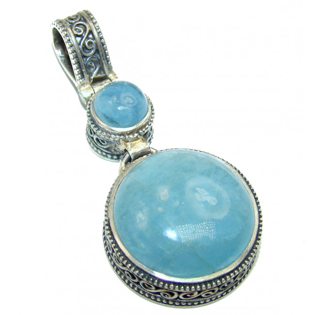 Natural 25.5 ct Aquamarine .925 Sterling Silver handcrafted pendant