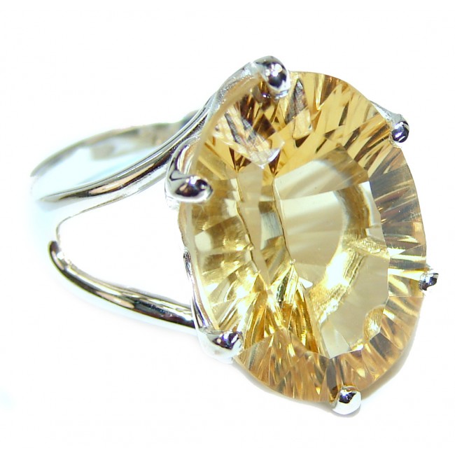 Royal Design 15.8ct Lemon Topaz .925 Sterling Silver handmade ring size 9