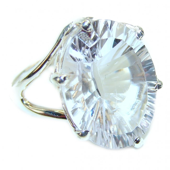 Six-sided White Topaz .925 Sterling Silver Cocktail Ring s. 9 1/4