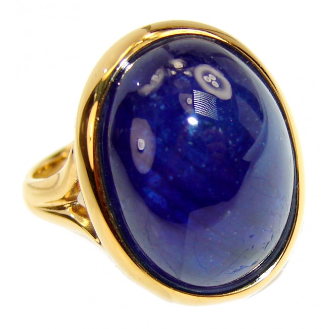 Royal quality unique Sapphire 18K Gold over .925 Sterling Silver handcrafted Ring size 8