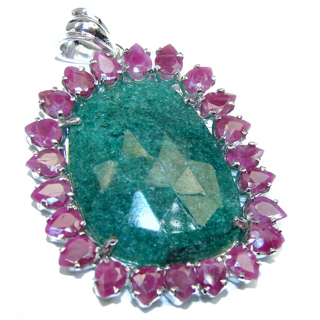 Gabriella Deluxe Emerald .925 Sterling Silver handmade LARGE Pendant