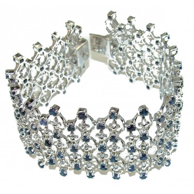 Luxury Victorian Style Authentic Sapphire .925 Sterling Silver handmade Large Bracelet