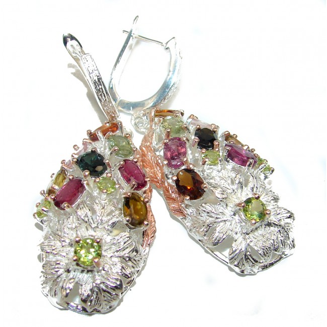 Authentic Brazilian Tourmaline 18K Gold over .925 Sterling Silver handcrafted earrings