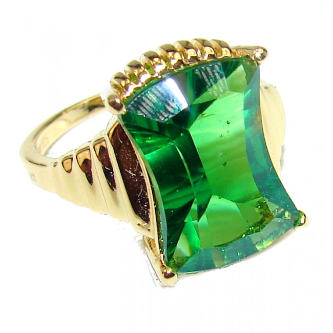 My heart Authentic volcanic Green Helenite 18K Gold over .925 Sterling Silver ring s. 5 1/4