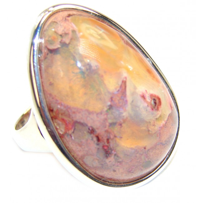 Superior quality Mexican Opal .925 Sterling Silver handcrafted Ring size 8 3/4