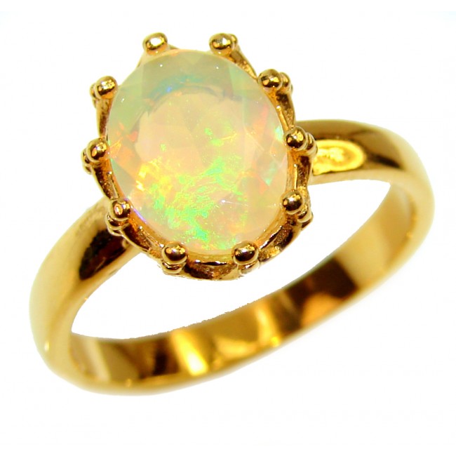 FRUITY REBEL 4.5 carat Ethiopian Opal 18k yellow Gold over .925 Sterling Silver handcrafted ring size 7