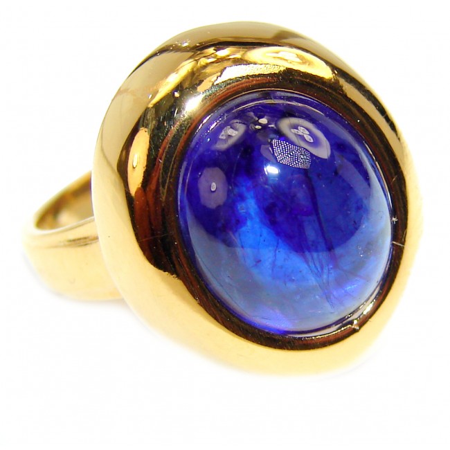 Genuine 11.8ct Sapphire 18K Gold over .925 Sterling Silver handmade Cocktail Ring s. 6