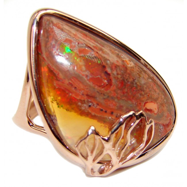 Excellent quality Mexican Opal 18K Gold over .925 Sterling Silver handcrafted Ring size 7