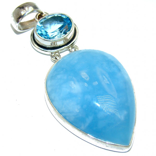 Natural HUGE 65.5 ct Aquamarine .925 Sterling Silver handcrafted pendant