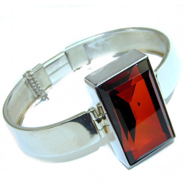 Huge Genuine faceted Baltic Amber .925 Sterling Silver Bracelet / Cuff