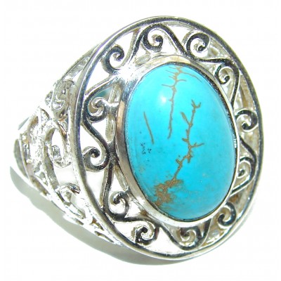 Copper Turquoise .925 Sterling Silver ring; s. 8 1/4