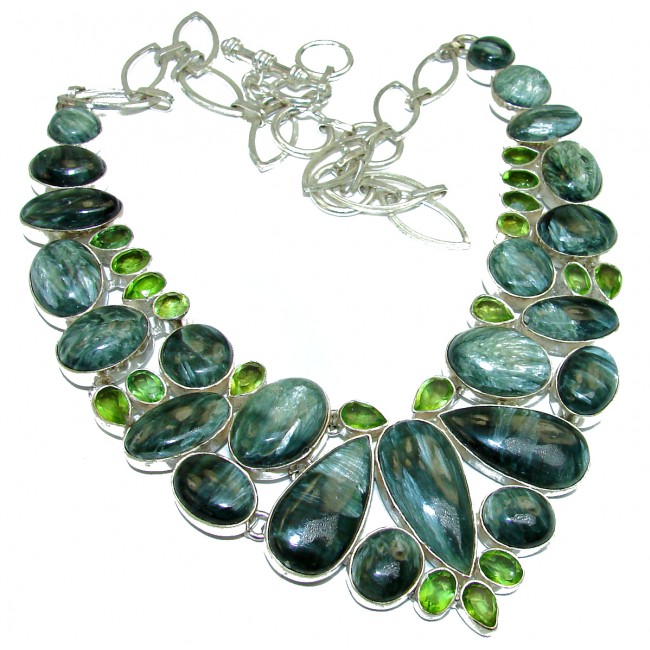 Empress Garden Green Seraphinite .925 Sterling Silver handcrafted necklace