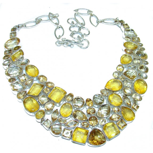 Nature inspired genuine Lemon Quartz .925 Sterling Silver handmade necklace