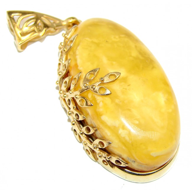 Genuine Butterscotch Baltic Amber 14k Gold over .925 Sterling Silver handmade pendant