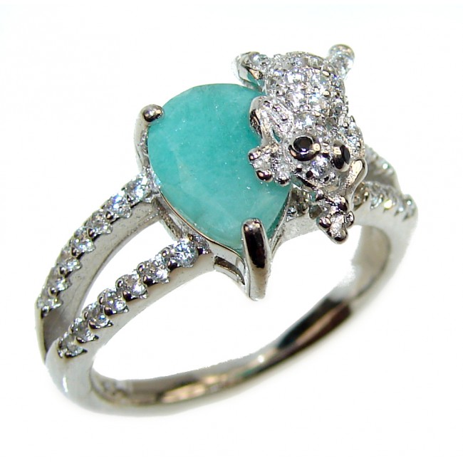 Natural Emerald .925 Sterling Silver handcrafted Ring s. 6 1/4