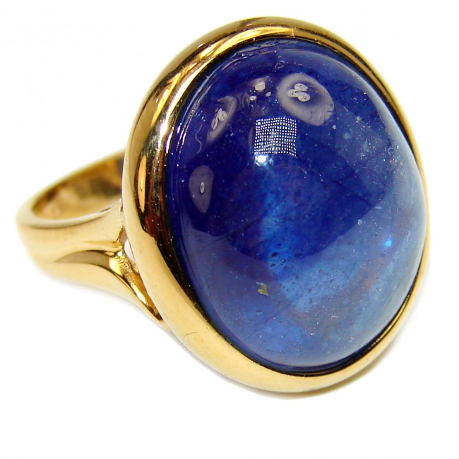 Royal quality unique Sapphire 18K Gold over .925 Sterling Silver handcrafted Ring size 7