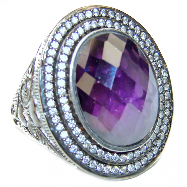 Purple Beauty 10.5 carat Amethyst .925 Sterling Silver Ring size 6 3/4