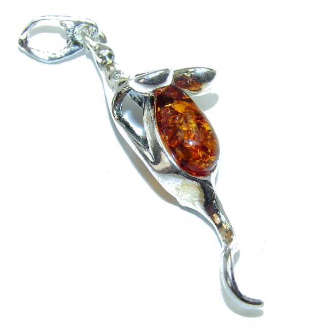 Cute Mouse Baltic Polish Amber Sterling Silver handcrafted pendant