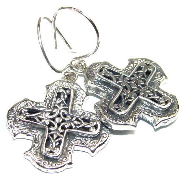 Holy Cross .925 Sterling Silver Bali handmade earrings
