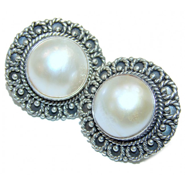 Beautiful Pearls .925 Sterling Silver handmade earrings