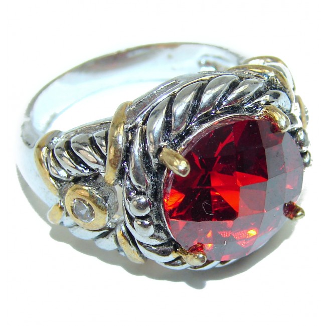 Falling in Love Red Topaz .925 Sterling Silver handmade Cocktail Ring s. 9