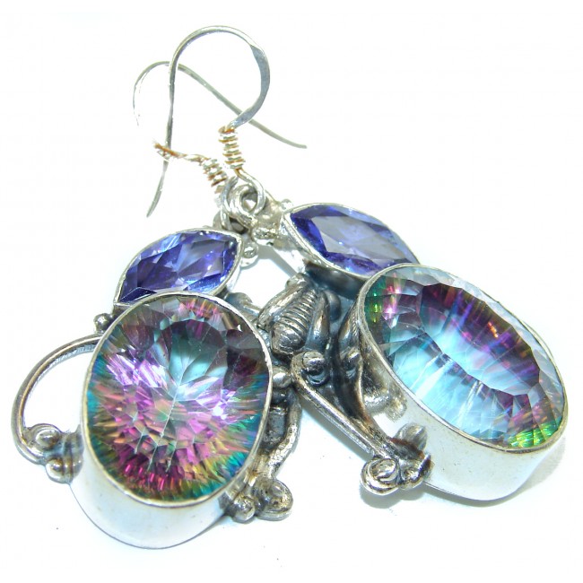 Mystical Eye Rainbow Magic Topaz .925 Sterling Silver earrings