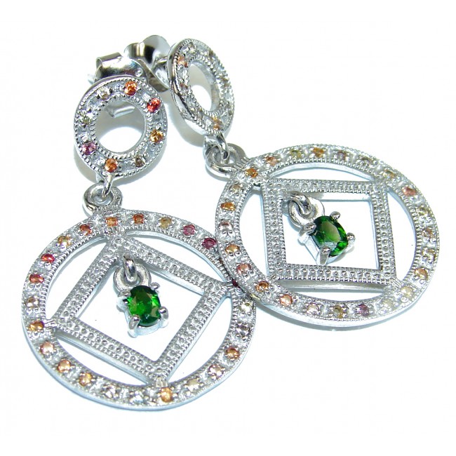 Incredible Chrome Diopside Sapphire .925 Sterling Silver earrings