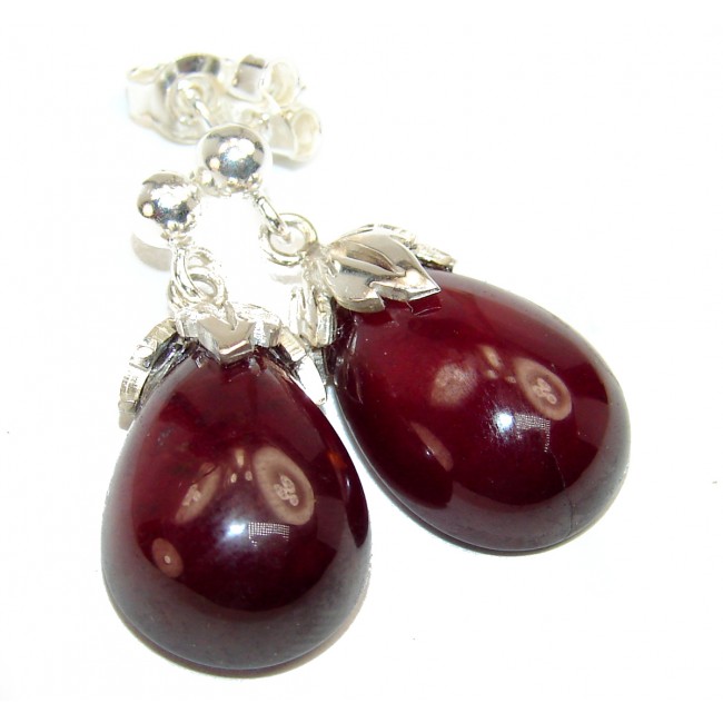 Authentic 14.5ct deep red Garnet .925 Sterling Silver handmade earrings