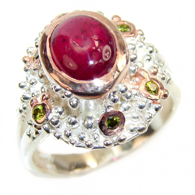Spectacular Ruby 14K Gold over .925 Sterling Silver handmade ring size 7