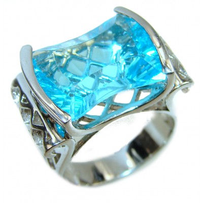 Poseidon Swiss Blue Topaz .925 Sterling Silver handmade Ring size 7 3/4