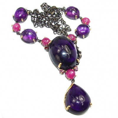 Great African Amethyst black rhodium over .925 Sterling Silver handcrafted necklace