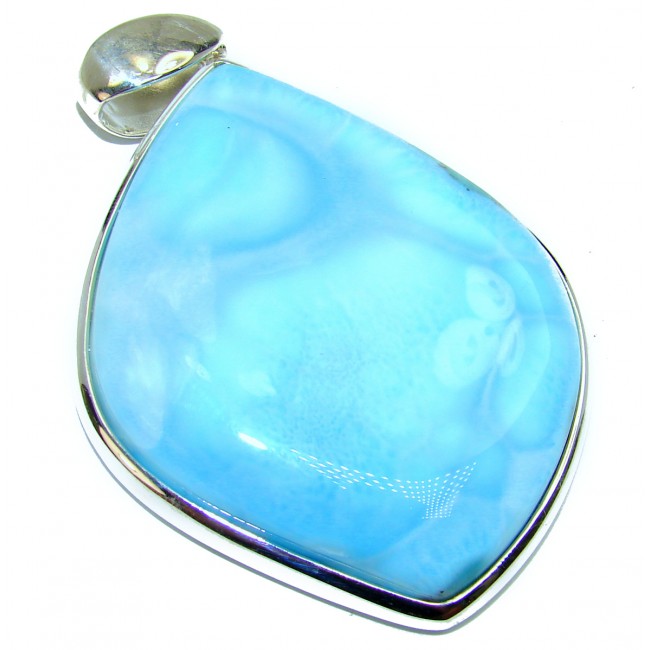 My piece of Heaven genuine Blue Larimar .925 Sterling Silver handmade LARGE pendant