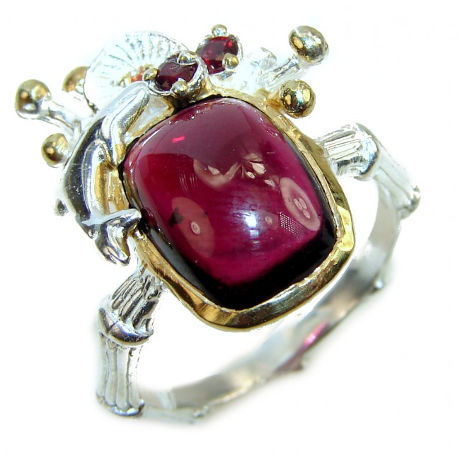 Spectacular Ruby 14K Gold over .925 Sterling Silver handmade ring size 8